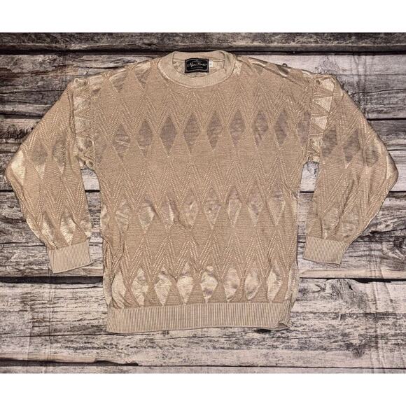 Marco Peretti Collezione Other - Vintage Marco Peretti Collezione Diamond Textured Sweater USA Gold Size Small